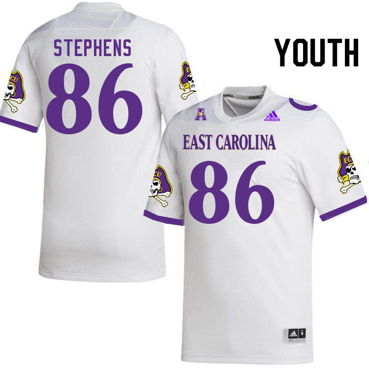 Youth #86 Ryan Stephens ECU Pirates College Football Jerseys Stitched Sale-White - Click Image to Close